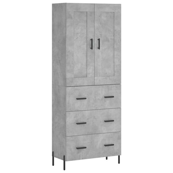 vidaXL Aparador alto madera contrachapada gris hormig&oacute;n 69,5x34x180 cm