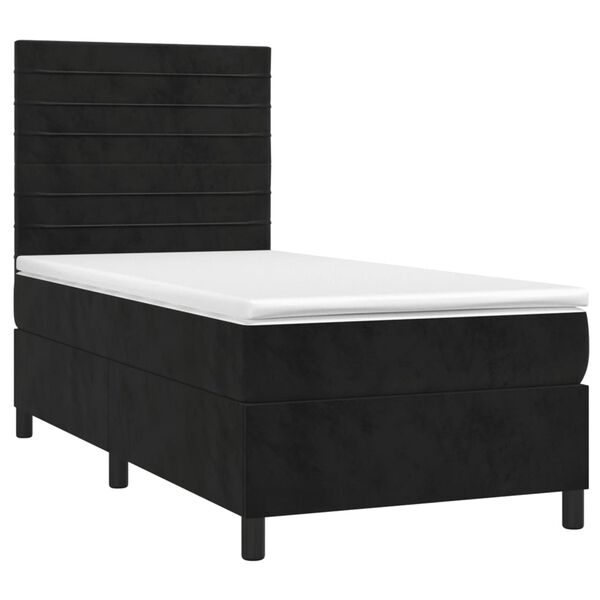 vidaXL Cama box spring colch&oacute;n y LED terciopelo negro 80x200 cm