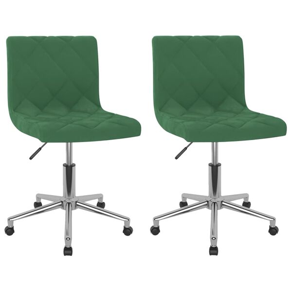 vidaXL Sillas de comedor giratorias 2 unidades terciopelo verde oscuro
