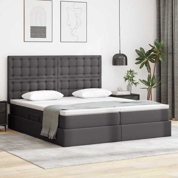 vidaXL Cama con almacenamiento y colch&oacute;n con colch&oacute;n Gris 180 x 200 cm