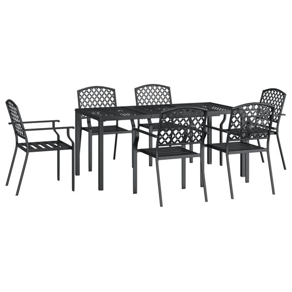 vidaXL Juego de comedor de jard&iacute;n 7 piezas acero gris antracita