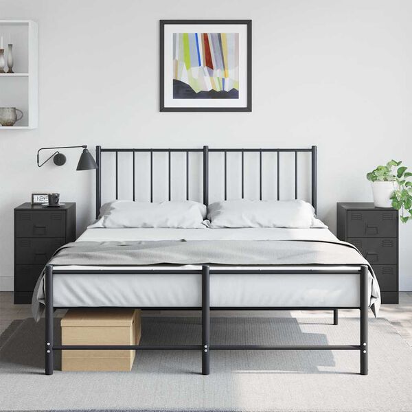 vidaXL Mesitas de noche 2 unidades acero negro 34,5x39x62 cm