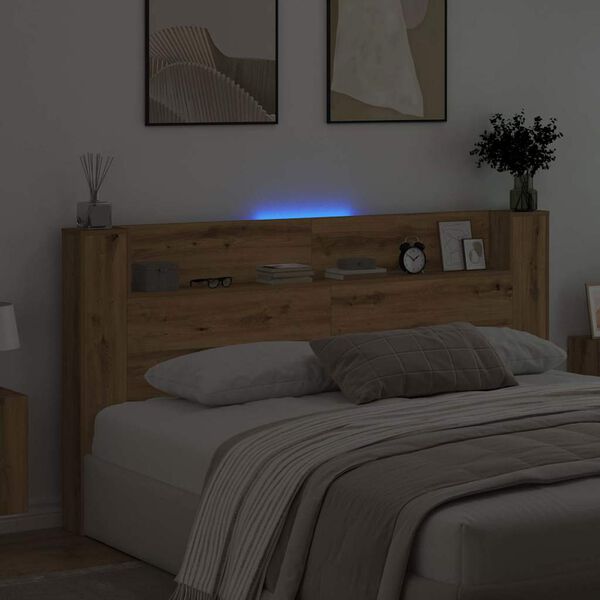 vidaXL Cabecero con estante Roble artesanal 200 x 15 x 103,5 cm