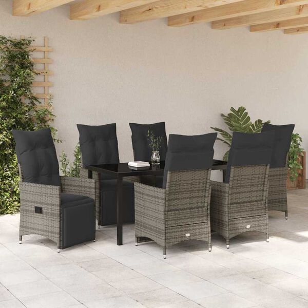 vidaXL Conjunto de Comedor de Jardín 7 pcs Gris ratán sintético