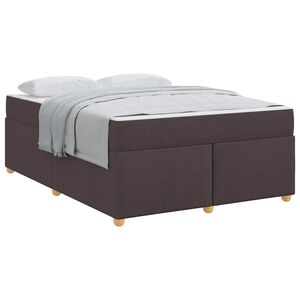vidaXL Estructura de cama con colch&oacute;n Marr&oacute;n Oscuro 160 x 200 cm tela