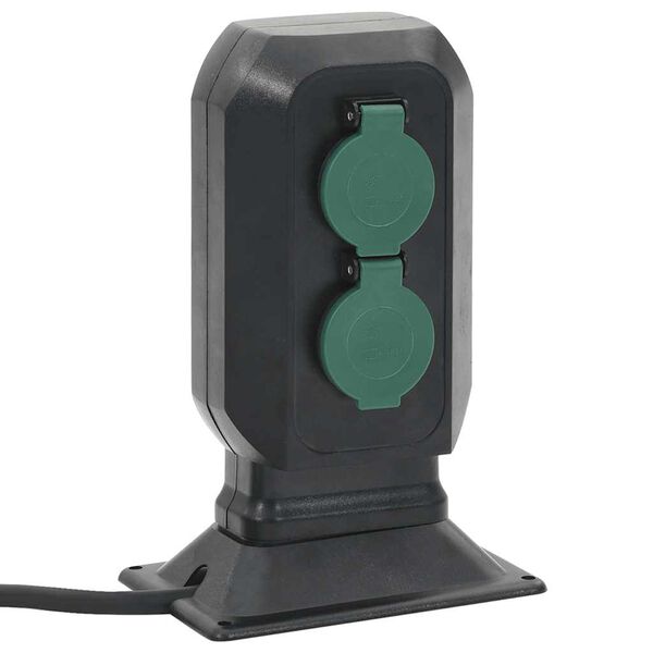vidaXL Enchufe de exterior con estaca 4 vías negro verde 15,5x11x24 cm