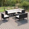 vidaXL Set de muebles de jardín 9 pzas y cojines ratán sintético negro