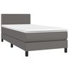 vidaXL Cama box spring con colch&oacute;n cuero sint&eacute;tico gris 100x200 cm