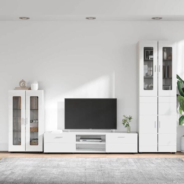 vidaXL Conjunto de mueble de TV brillante Madera de ingenier&iacute;a