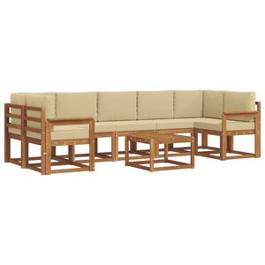vidaXL Conjunto de sof&aacute;s de exterior con coj&iacute;n 8 pcs Natural y Beige