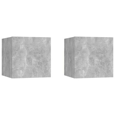 vidaXL Muebles de salón de pared 2 uds gris hormigón 30,5x30x30 cm