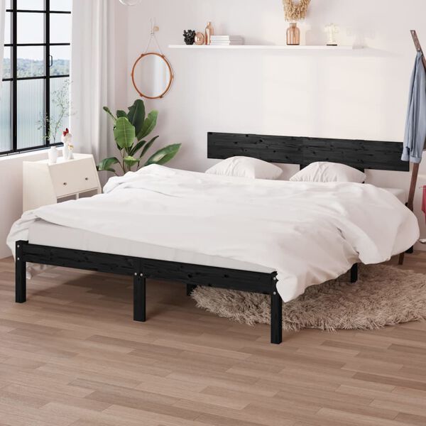 vidaXL Estructura de cama sin colchón madera maciza negro 140x200 cm