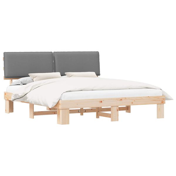 vidaXL Estructura de Cama con Cabecera Tapizada Gris Claro