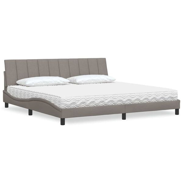 vidaXL Cama con colch&oacute;n Hanko tela gris taupe 200x200 cm