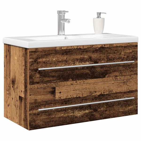 vidaXL Gabinete de Lavabo para Baño con cajón 2 pcs Madera Vieja