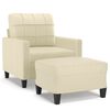vidaXL Sill&oacute;n con taburete cuero sint&eacute;tico color crema 60 cm