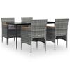 vidaXL Juego de comedor para jard&iacute;n 5 piezas con cojines gris y negro