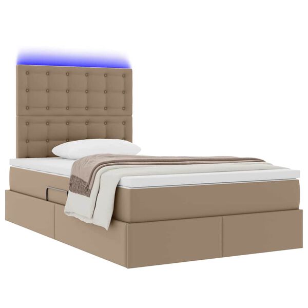 vidaXL Cama con almacenamiento y LED con LED Capuchino 120 x 190 cm