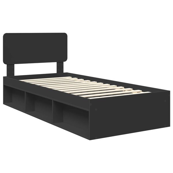 vidaXL Estructura de cama Negro 100 x 200 cm Madera de pino macizo
