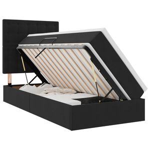 vidaXL Cama con almacenamiento y colch&oacute;n Negro 90 x 200 cm Terciopelo