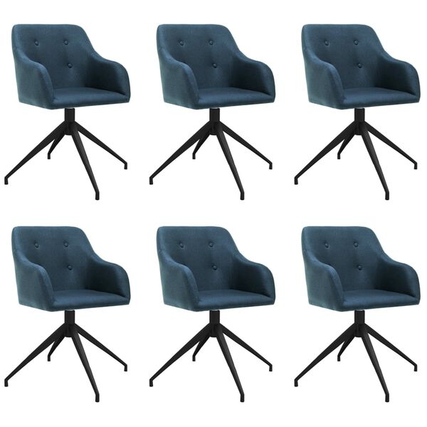 vidaXL Sillas de comedor giratorias 6 unidades tela azul