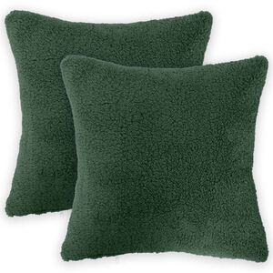 vidaXL Funda de almohada 2 pcs HEERLEN Verde oscuro 30 x 30 cm Boucl&eacute;