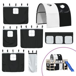 vidaXL Cortinas para camas altas con t&uacute;nel poli&eacute;ster blanco y negro