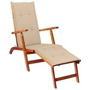 vidaXL Tumbona de jard&iacute;n con reposapi&eacute;s y coj&iacute;n madera maciza acacia