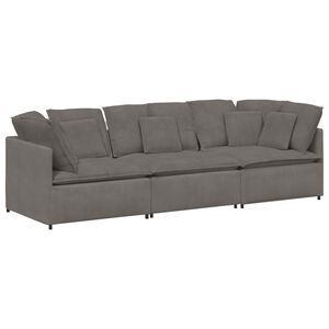 vidaXL Sof&aacute; modular con cojines de tela de pana gris claro