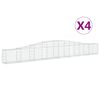 vidaXL Cestas de gaviones 4 uds forma de arco hierro 400x30x40/60 cm