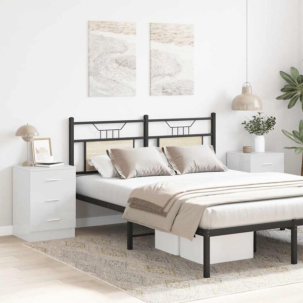 vidaXL Mesitas de noche 2 uds aglomerado blanco brillante 38x35x56 cm