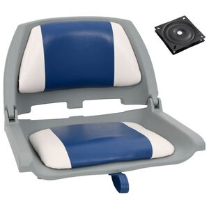 vidaXL Set asientos plegables para barco 2 uds con coj&iacute;n blanco y azul