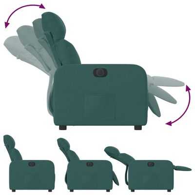 vidaXL Sillón reclinable eléctrico tela verde oscuro