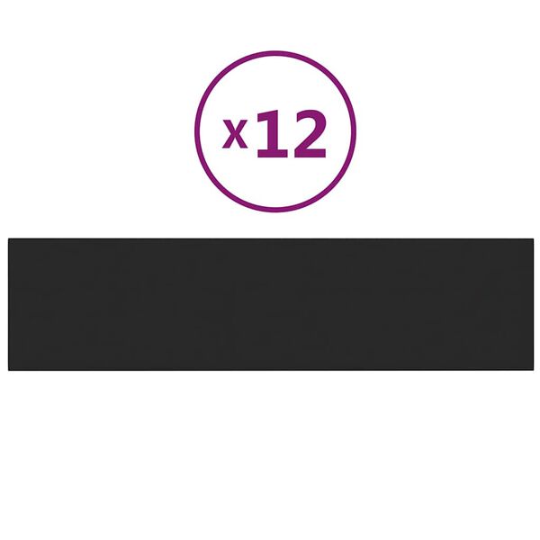 vidaXL Paneles de pared 12 uds tela negro 60x15 cm 1,08 m²