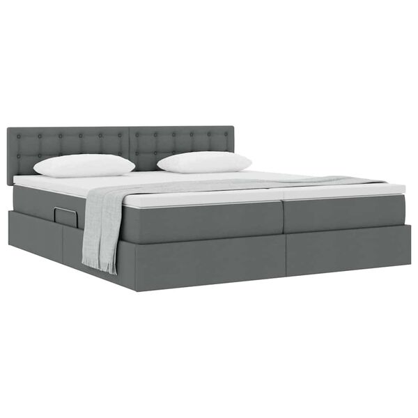 vidaXL Cama con almacenamiento con colch&oacute;n Gris oscuro 200 x 200 cm