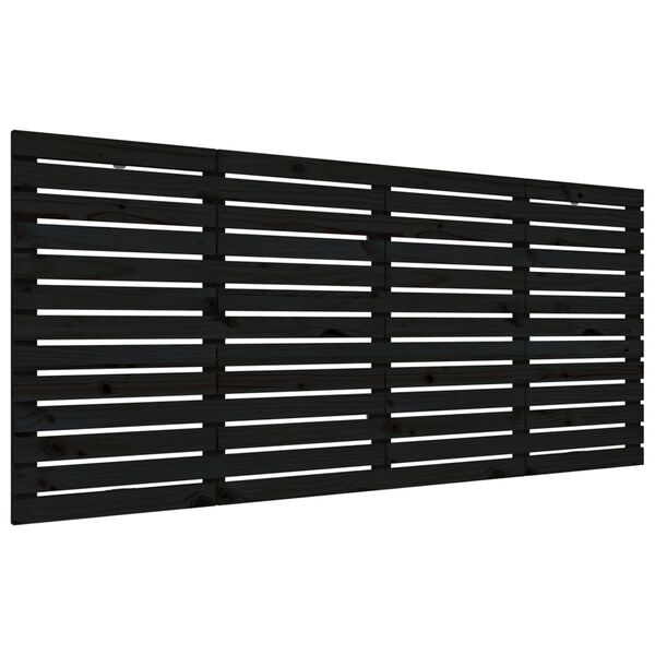 vidaXL Cabecero de cama de pared madera maciza pino negro 186x3x91,5cm