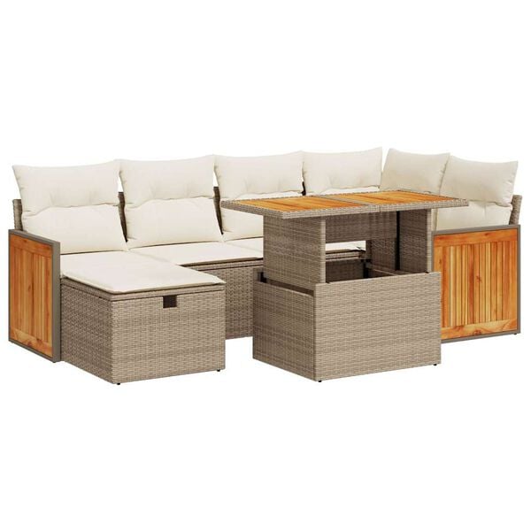 vidaXL Set de sofás de jardín y cojines 8 piezas ratán sintético beige