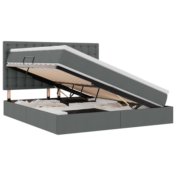 vidaXL Cama con almacenamiento y colch&oacute;n Gris oscuro 180 x 200 cm