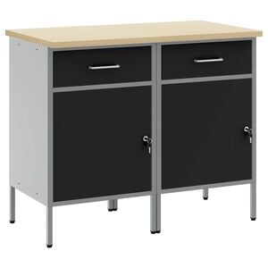vidaXL Armario de trabajo 2 pcs Negro y Gris 100 x 55 x 85 cm