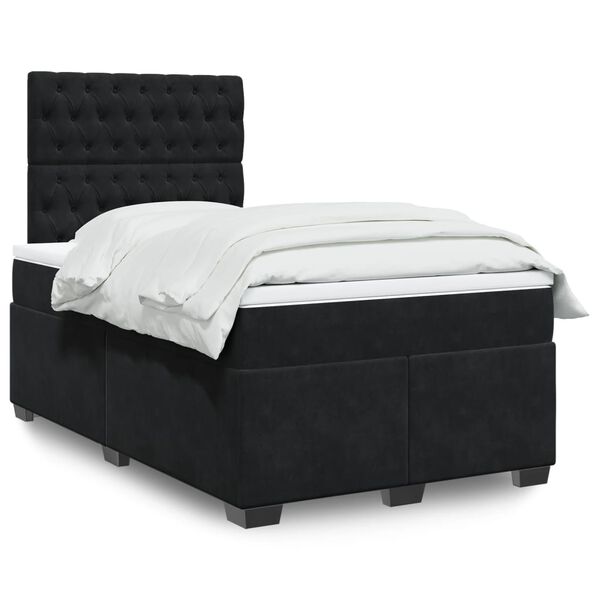 vidaXL Cama box spring con colchón terciopelo negro 120x190 cm
