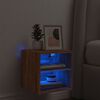 vidaXL Mueble de TV de pared con luces LED roble marr&oacute;n 30x28,5x30 cm