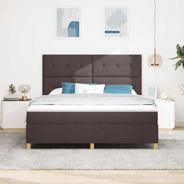 vidaXL Cama tipo Box Spring Marr&oacute;n Oscuro 180 x 200 cm tela