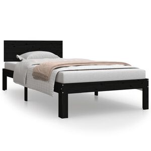 vidaXL Estructura de cama sin colch&oacute;n madera de pino negro 90x200 cm