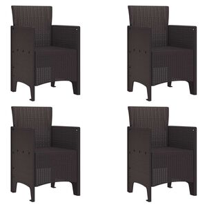 vidaXL Silla de Jard&iacute;n 4 pcs Marr&oacute;n 53 x 49 x 85 cm Polipropileno