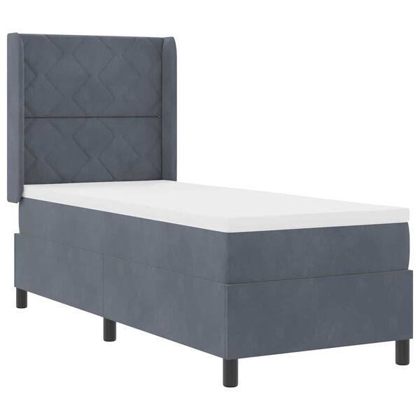 vidaXL Cama tipo Box Spring Gris oscuro 80 x 200 cm Terciopelo