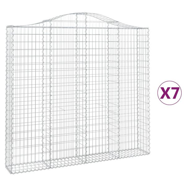 vidaXL Cestas de gaviones 7 uds forma de arco hierro 200x30x180/200 cm