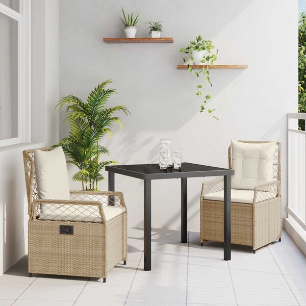 vidaXL Conjunto de Comedor de Jard&iacute;n 3 pcs Beige y crema