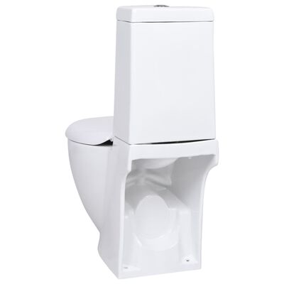 vidaXL Inodoro WC redondo de cerámica con cisterna blanco