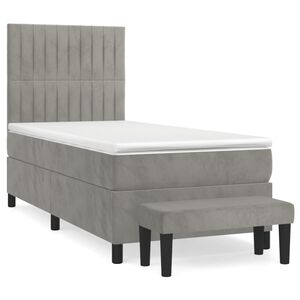 vidaXL Cama box spring con colch&oacute;n terciopelo gris claro 80x200 cm