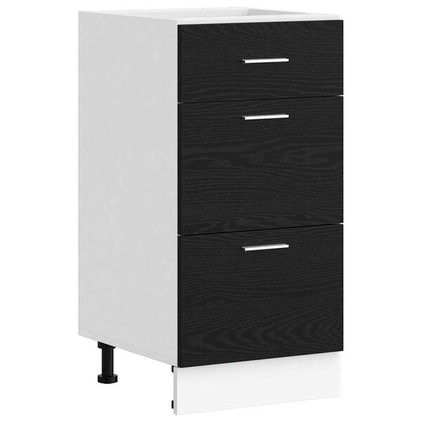 vidaXL Gabinete Base de Cocina con caj&oacute;n Roble Negro 40 x 46 x 81,5 cm
